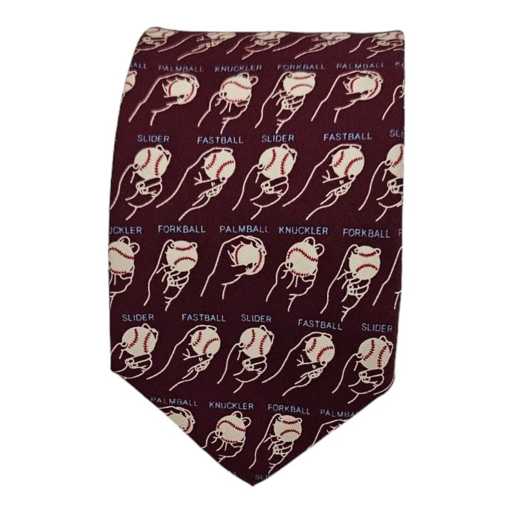 JOSH BACH Bordeaux Ball Sports Silk Tie USA 58"/ 3.2" EC